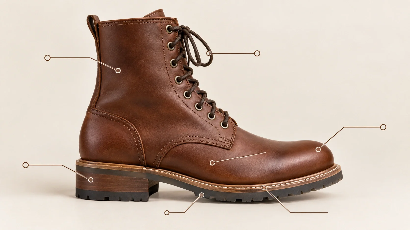 Boot anatomy diagram showing shaft, vamp, sole, heel, and toe box components