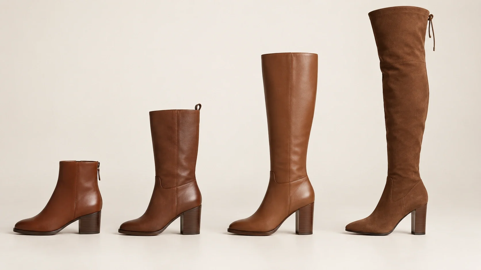 Comparison of ankle, mid-calf, knee-high, and over-the-knee boot heights